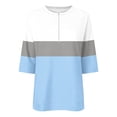 thumbnail image 4 of zbxnLI Womens 3/4 Sleeve Tops Zipper V Neck Shirts Color Block Tunic Top Fashion Spring Summer Shirts Outfits, 4 of 5