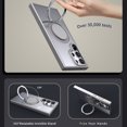 thumbnail image 4 of 360° Spin Magnetic Stand for Samsung Galaxy S25 Ultra Case, Compatible with Magsafe, Military Grade Slim Protective Case with Kickstand & Ring Holder, Translucent Frosted, for S25 Ultra, Grey, 4 of 6