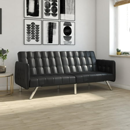 Dhpdhp Emily Sofa Bed In Faux Leather, Dhp Noah Sectional Sofa Bed With Storage Twin Black Faux Leather