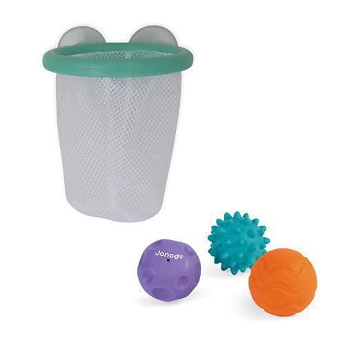 Janod - Tacti'Basket - Bath toys - Sensory Balls - Early-Development - For Boys and Girls - From 12 Months + - Multilingual - J04708.