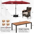 thumbnail image 2 of Costway 11 PCS Patio Dining Set with 15ft Double-Sided Patio Umbrella (Base Included) Wine, 2 of 10