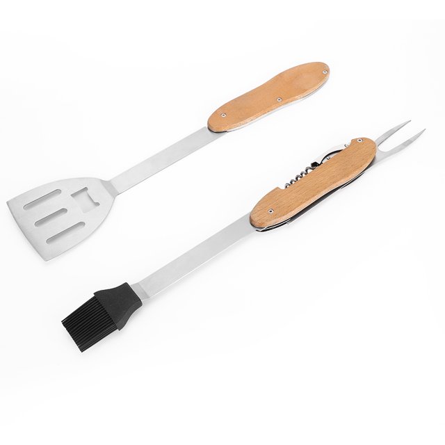 Juego De Herramientas Para Asar A La Parrilla Para Barbacoa, Juego De Herramientas Para Barbacoa Accesorios Para Parrilla Portátiles Compactos Tenedor Y Abrebotellas Con Mango ANGGREK HJ3111