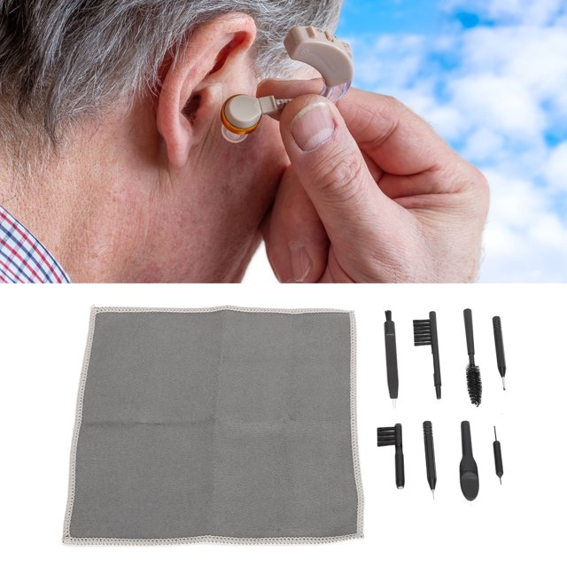 Limpiador de ayuda de sonido juego de cepillos de limpieza de amplificador de sonido portátil multifunción reutilizable profesional con caja de PU gris para uso diario ANGGREK Otros
