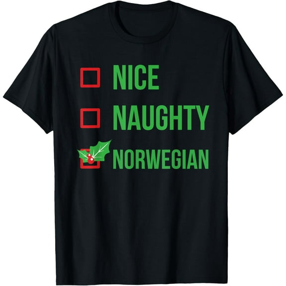 Nice Naughty Norwegian Funny Ugly Christmas T-Shirt