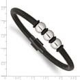 thumbnail image 2 of Primal Steel Stainless Steel Polished Black IP-plated with Rubber Black Leather 8.5 Inch Bracelet, 2 of 7