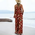 thumbnail image 4 of Sentmoon Jumpsuits for Women Casual Boho Floral Print Loose Wide Leg Overalls Side Pockets Thin Strap Square Neck Sleeveless Baggy Rompers Summer Comfy Ladies for City Sightseeing Red XXXL, 4 of 6