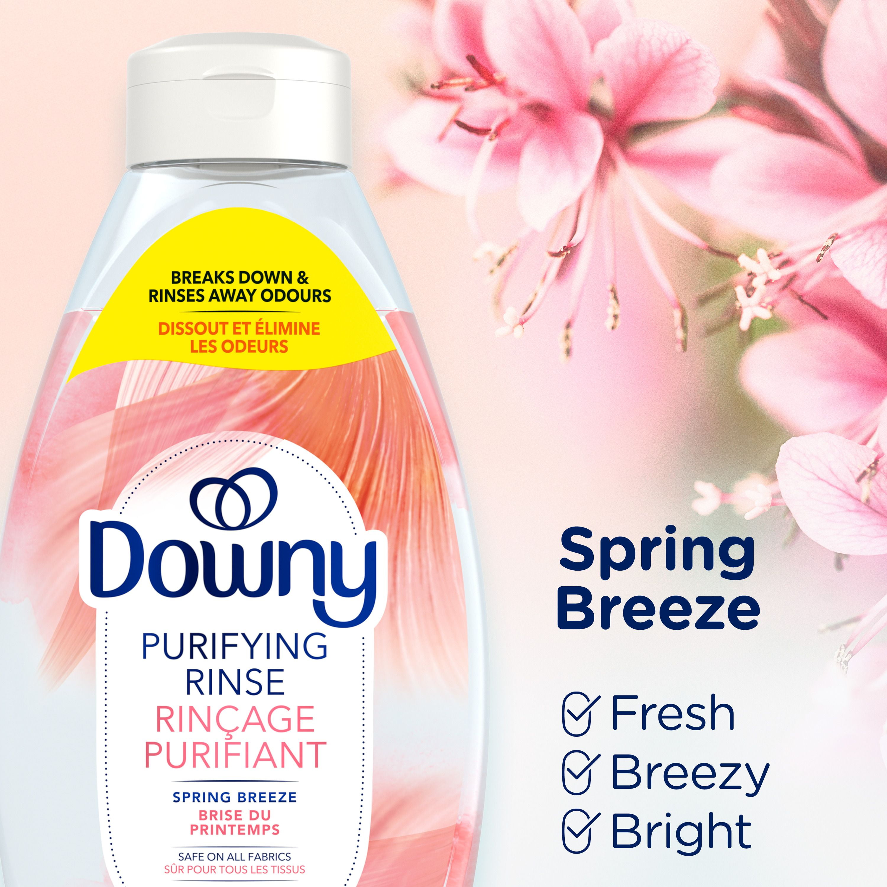 Downy Fabric Rinse Laundry Odour Remover, Spring Breeze Scent, Fabric Softener and Laundry Odour Removal Rinse, 1.41L