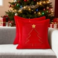 thumbnail image 2 of Cinvoph 18"x18" Christmas Pillow Covers Xmas Decorations, Velvet Christmas Tree Throw Cushion Cases Winter New Year Decor for Sofa Bed Living Room Decor, Red, 2 of 6