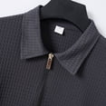 thumbnail image 4 of IWRICH Men's Quarter Zip Texture Polo Shirts Spring Summer Fashion Knit Tops Short Sleeve Dress Clothes Grey M, 4 of 9
