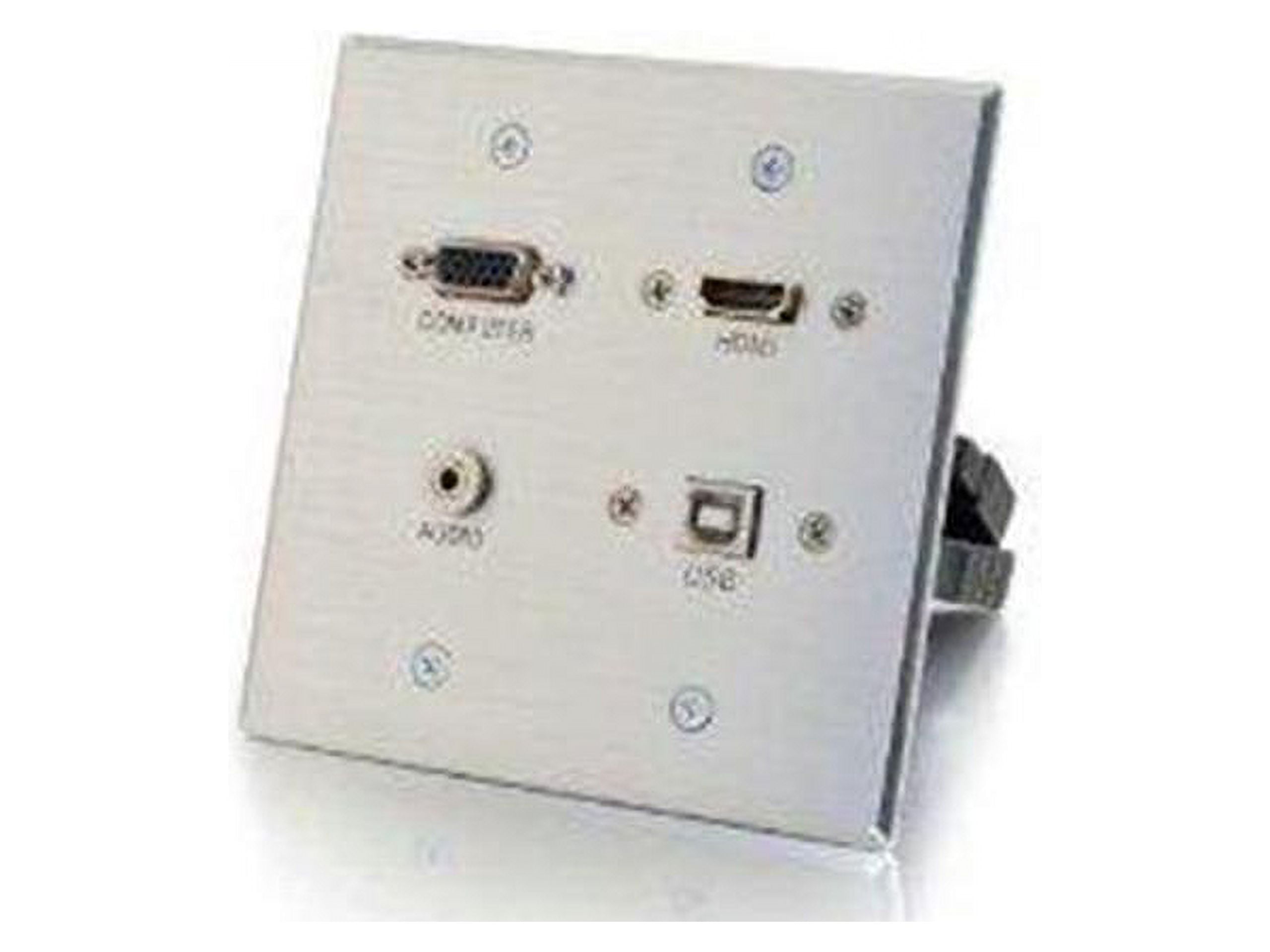 C2G HDMI VGA 3.5mm and USB Pass Through Double Gang Wall Plate - Aluminum - mounting plate