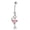 White, variant on AVORA 10K Yellow Gold Simulated Diamond CZ Dangling Pink Flower Belly Button Ring Body Jewelry (14 Gauge)