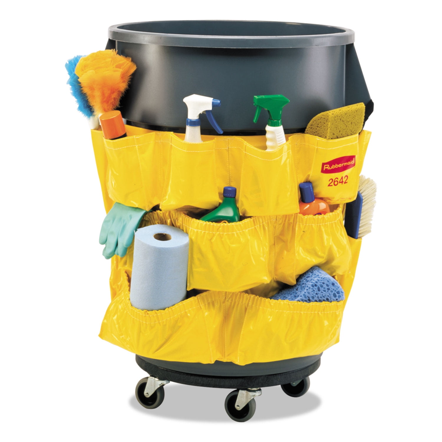 Rubbermaid Brute Caddy Bag, 12 Pockets, Yellow
