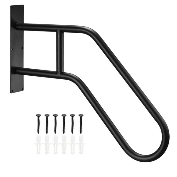 Unique Bargains Stair Handrails for Outdoor Steps, Wall Mounted Hand Railings for Garage Porch Patio Steps Entrance Black