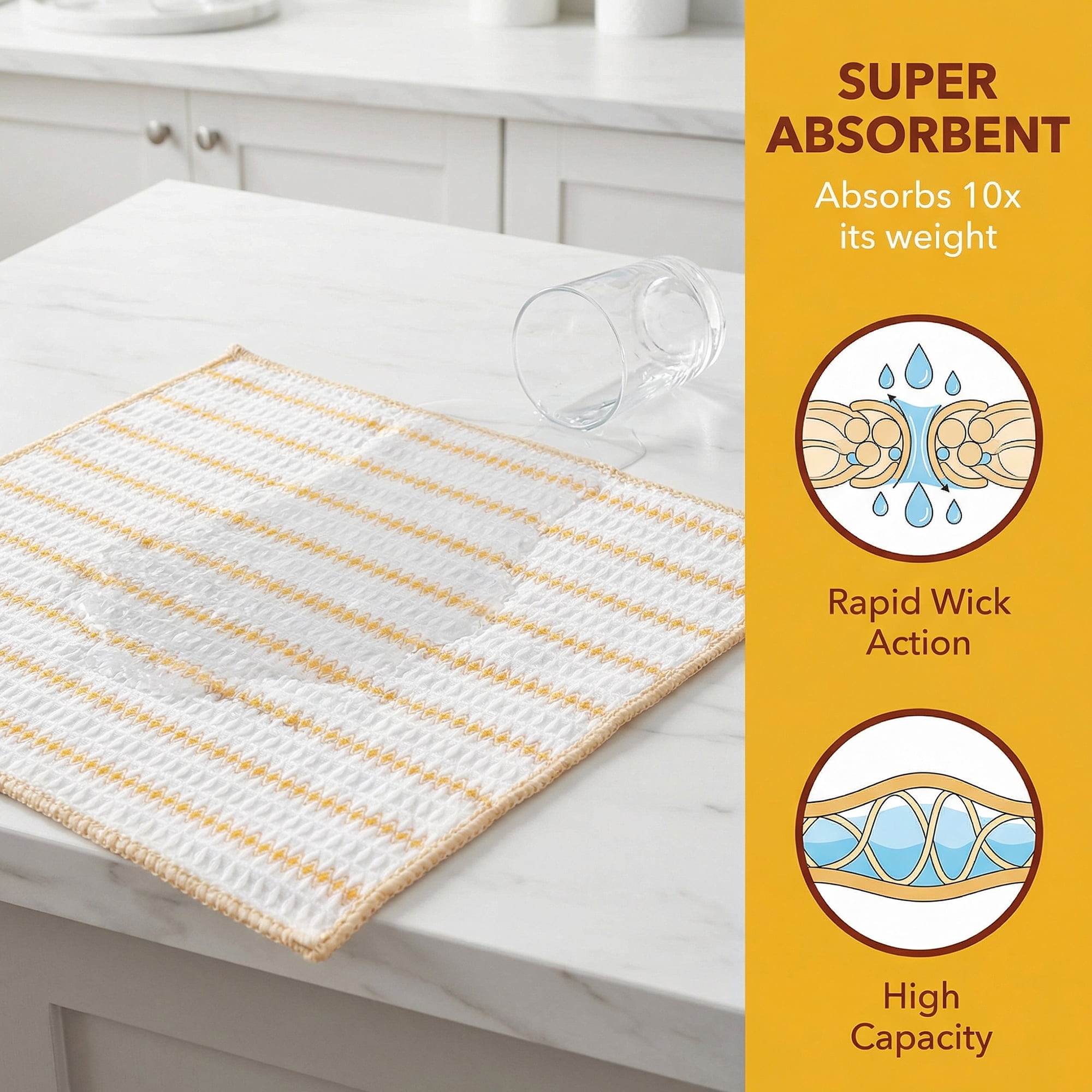 Unique Bargains Wood Fiber Absorbent Cleaning Cloths 6 Pack Coffee/Blue 12" x 12"