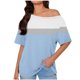 thumbnail image 1 of Tops de Manga Corta para las Mujeres Cuello Inclinado de Ajuste Suelto Casual Blusa Deportiva para el Hogar, Top de Poliéster Relajado para Primavera Verano Diario Y Entretenimiento, 1 of 6
