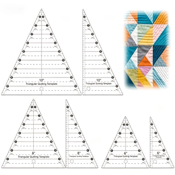 Quilting rulers set of 6, Triangle template ruler 6/8/10 inch for sewing, patchwork, fabric cutting, craft, & More