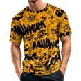 thumbnail image 2 of BRANROY Soft Mens Halloween Crewneck T-Shirt - Lightweight Breathable Short Sleeve, Mens Summer Shirts for Everyday, Shirts for Men Funny Print Party,Yellow,2XL, 2 of 7