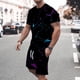thumbnail image 1 of Camisas de verano Kakina CMSX para hombre, liquidación, conjunto de 2 piezas de camiseta informal de manga corta y pantalones cortos deportivos ajustados., 1 of 5