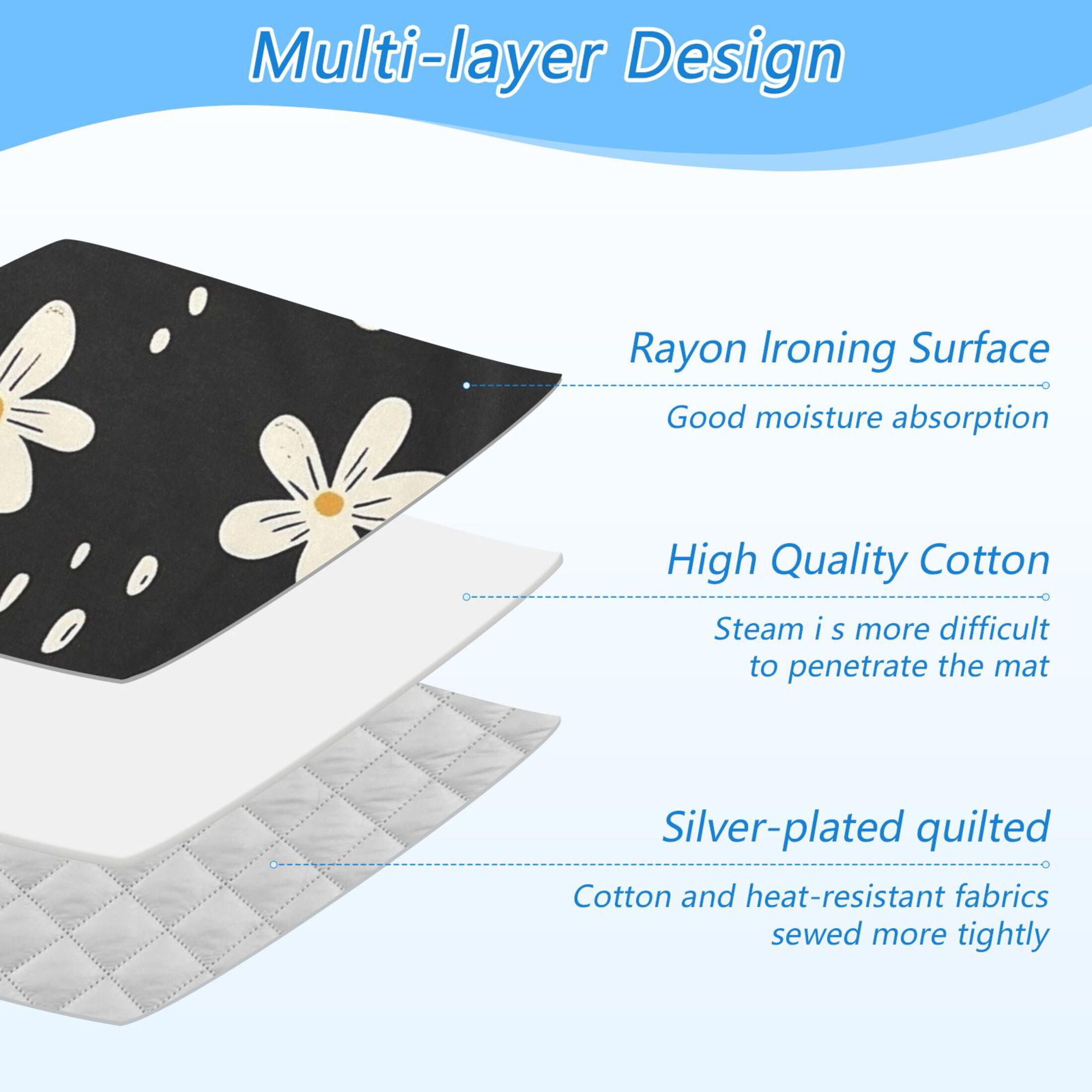 Little White Flower Ironing Mat Blanket for Table Top Travel Portable Ironing Board Pad 47.2x27.6 Inch