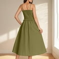 thumbnail image 4 of Stamzod Summer Dresses for Women 2025 Fashion Solid Color Summer Sleeveless Spaghetti Strap Slip Dress Casual Loose Ruffle Midi Dresses for Women on Clearance Green S, 4 of 7