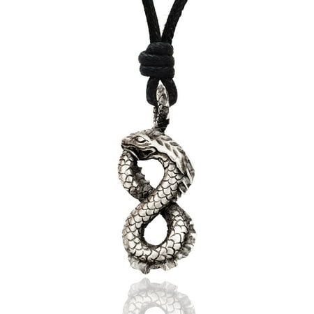 - Handmade Dragon Sword Silver Pewter Charm Necklace Pendant Jewelry With Cotton Cord