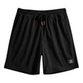 thumbnail image 2 of Nestiefly Men's Casual Shorts Waffle Elastic Waist Drawstring Workout Running Jogging Beach Sweat Shorts with Pockets Black 3XL, 2 of 5