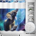 thumbnail image 2 of No Hook Shower Curtain, Abstract Art Elephants Shower Curtains for Bathroom with See Through Top Window, Blue Moon Forest Black Waterproof & Washable Bath Curtain Long 72"x78", 2 of 9