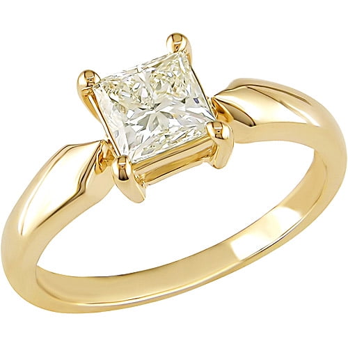 Miabella 1 Carat T.W. Princess Cut Diamond Solitaire Ring in 14kt Yellow Gold by