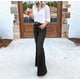 thumbnail image 2 of Pantalones vaqueros finos de cintura alta con microelásticos y pierna ancha para mujer Pantalones finos y de pierna ancha, 2 of 5