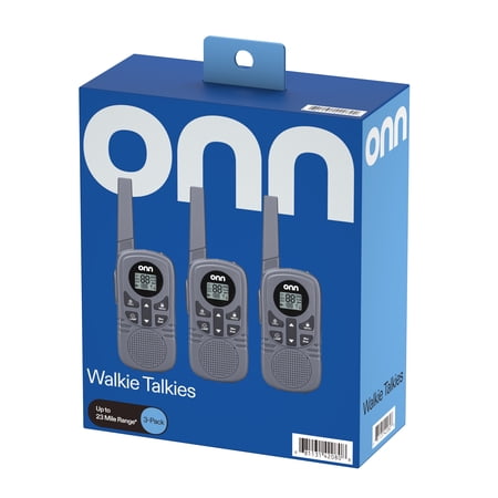 ONN TWO WAY RADIOS WITH LED LIGHT, 22 FRS CHANNELS AND 23 MILE RANGE WALKIE TALKIES, 3 COUNT