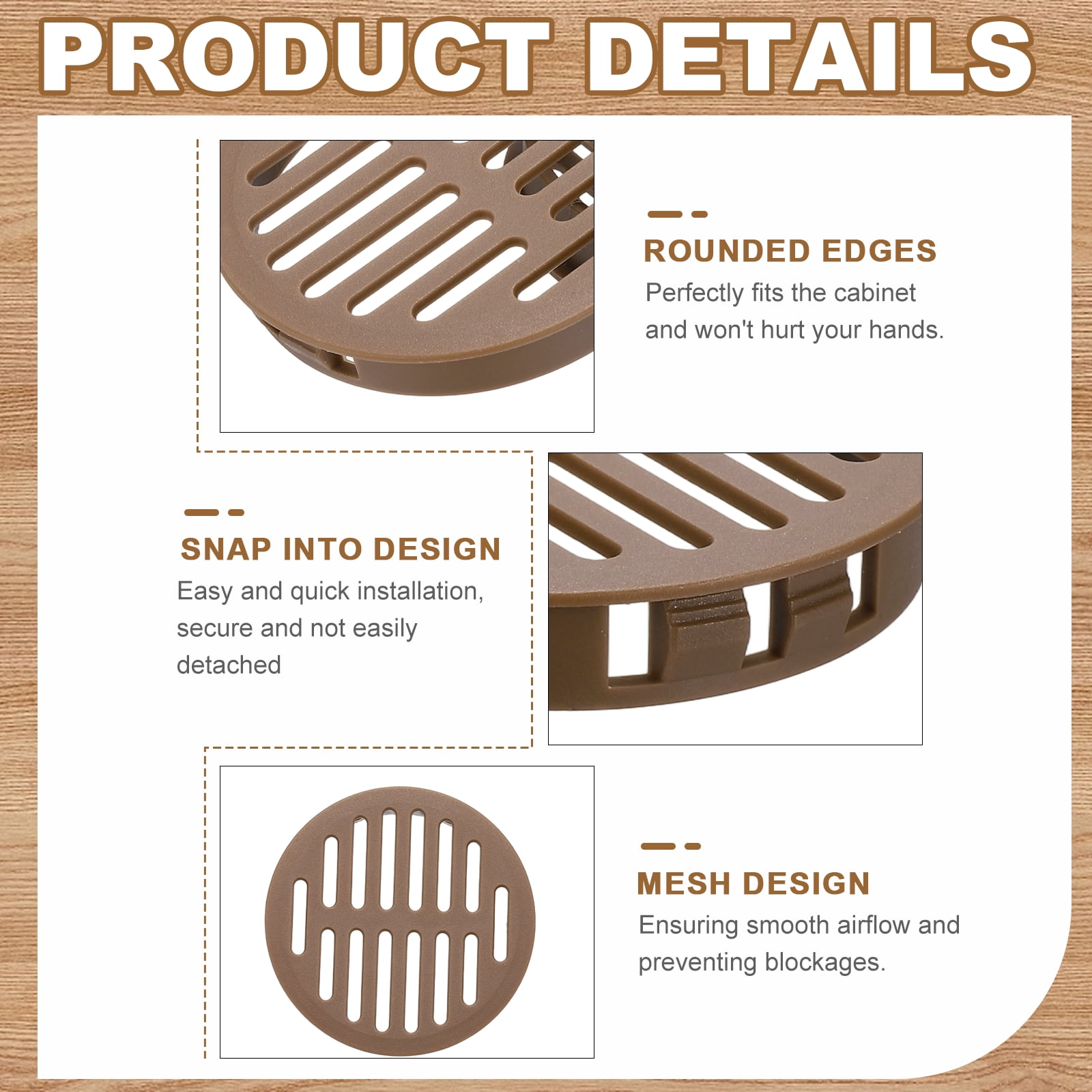 Uxcell 25pcs Round Cabinet Vent 3.15" (80mm Openings) Plastic Circular Soffit Exhaust Vent Soffit Louver Vent Mesh Hole for Bathroom Home Office Kitchen Cabinet Wardrobe, Brown