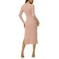 thumbnail image 3 of Unique Bargains Women's Sweetheart Neck Knit Side Slit Twist Front Midi Sweater Dress L Pink, 3 of 6