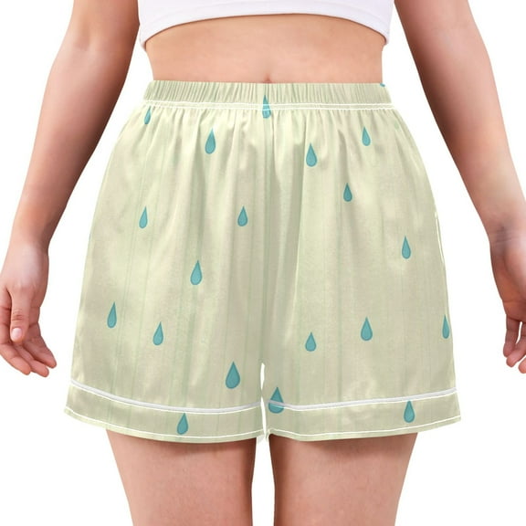 Women's Satin Pajama Shorts Shower with Pockets, Elastic Waist Sleep Lounge Shorts