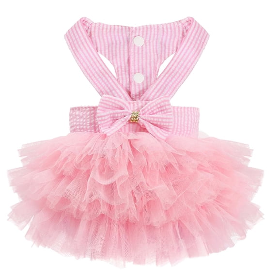 Dog Dress Stylish Puppy Princess Dress Spring Pet Clothing Apparel Cute Fluffy Skirt with Bowknot for Small Dogs Daily Wear Home Party for Teddy Chihuahua Poodle Maltese(S,Pink)