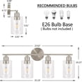 thumbnail image 2 of 4Lights Bathroom Vanity Light Brushed Nickel Finish with Clear Glass lampshade, Wall Mount Bathroom Light Fixtures Bathroom Light Fixtures Over Mirror, 2 of 4