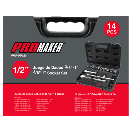 

14 Piece 1/2 Drive Sae Socket Set Promaker PRO-DD520