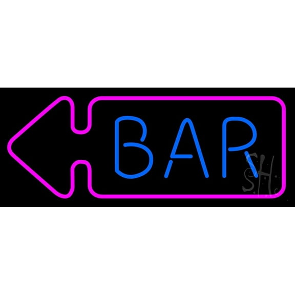 Bar With Arrow LED Neon Sign 10 x 24 - inches, Clear Edge Cut Acrylic Backing, with Dimmer - Bright and Premium built indoor LED Neon Sign for Bar decor.