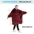 thumbnail image 4 of Catalonia Oversized Hoodie Blanket with Zipper, Wearable Sherpa Sweatshirt Pullover, Soft Warm Comfortable Jacket for Adults Men Women, Wine, 4 of 6