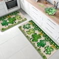 thumbnail image 2 of St. Patrick''s Day Kitchen Rugs Set of 2, Shamrock Clover Polka Dot Stripes Gold Coins Kitchen Mats Decor, Irish Holiday Floor Door Mat Home Decorations -17x29 and 17x47 Inch, 2 of 6