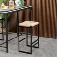 thumbnail image 3 of Syngar Bar Stools Set Of 2, Modern Bar Stools with Water Hyacinth Woven Seat, Indoor Backless Counter Height Bar Stools with Metal Leg and Footrest, Bar Height Stools for Kitchen, Cafe, living Room, 3 of 12