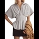 thumbnail image 3 of Camisas A Rayas con Botones para Mujer, Blusa Plisada de Corta con Corsé, Informal, de Verano. Rayas de Café XL, 3 of 8