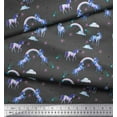 thumbnail image 3 of Soimoi Gray Japan Crepe Satin Fabric Unicorn & Rainbow Nature Printed Craft Fabric by the Yard 42 Inch Wide, 3 of 3