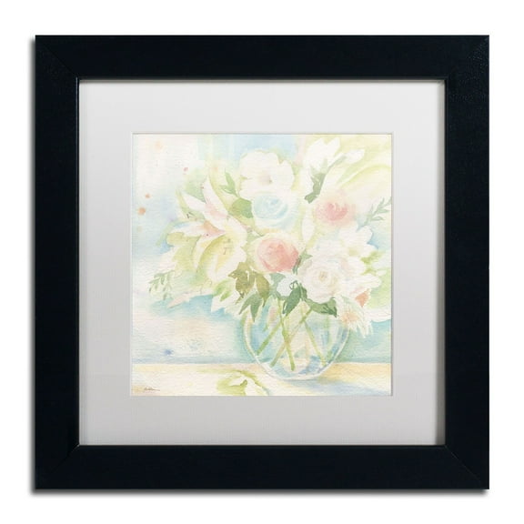 Trademark Fine Art "Early June Bouquet" Canvas Art by Sheila Golden, White Matte, Black Frame