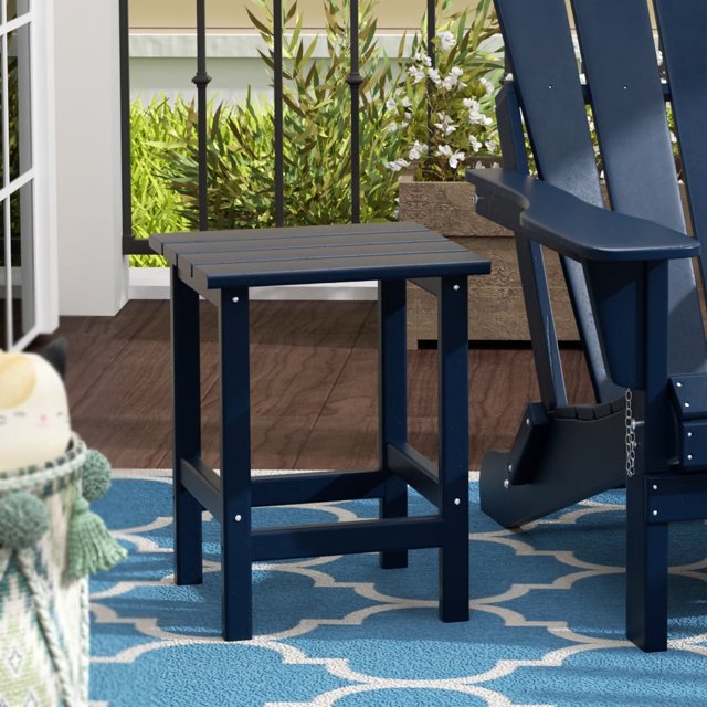 WestinTrends Mesa Aux. para Exteriores Mesa de Patio Peq. Adirondack de Madera de Poliéster para Todo Clima, Mesa Aux. Cuadrada para Piscina, Balcón, Terraza, Porche, Césped, Patio Tras., Azul Marino