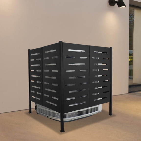 42x44in Black AC Unit Fence Outdoor Iron Enclosure for Privacy & Protection