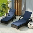 thumbnail image 4 of Spaco Foldable Chaise Lounge Cushion Set of 2, 76" x 23" UPF50+ 200gsm Fabric Lounge Chair Cushion for Outdoor as Backyard, Lawn, Garden, Navy, 4 of 11