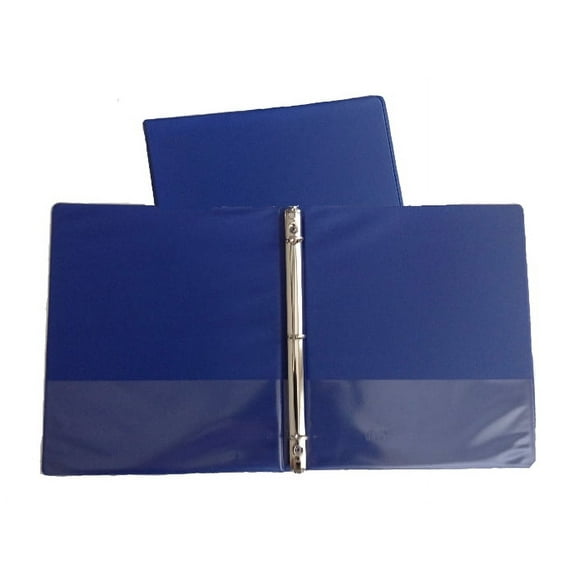 Blue Vinyl Standard 3-Ring Binders, 1/2-Inch, for 8.5" x 11" Sheets, with Inside Pockets, 2-Pack