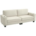 thumbnail image 1 of HOMCOM Canapé 3 Places avec Coussin à Ressorts Porte-Gobelet pour Chambre Blanc Crème, 1 of 10
