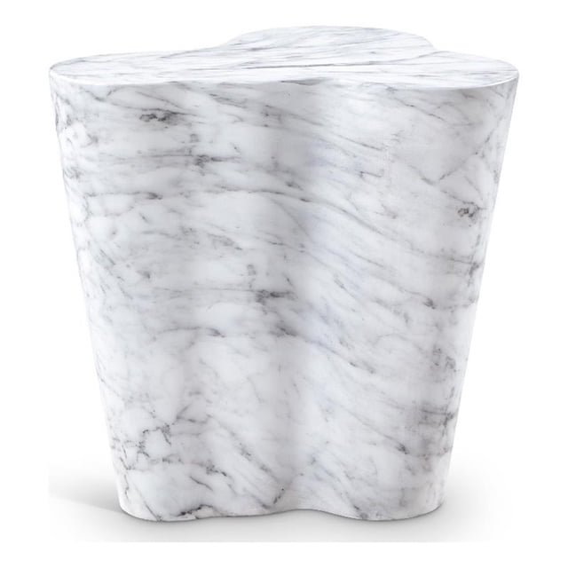 Afuera Living Contemporary White Indoor/Outdoor Concrete Marble Finish End Table