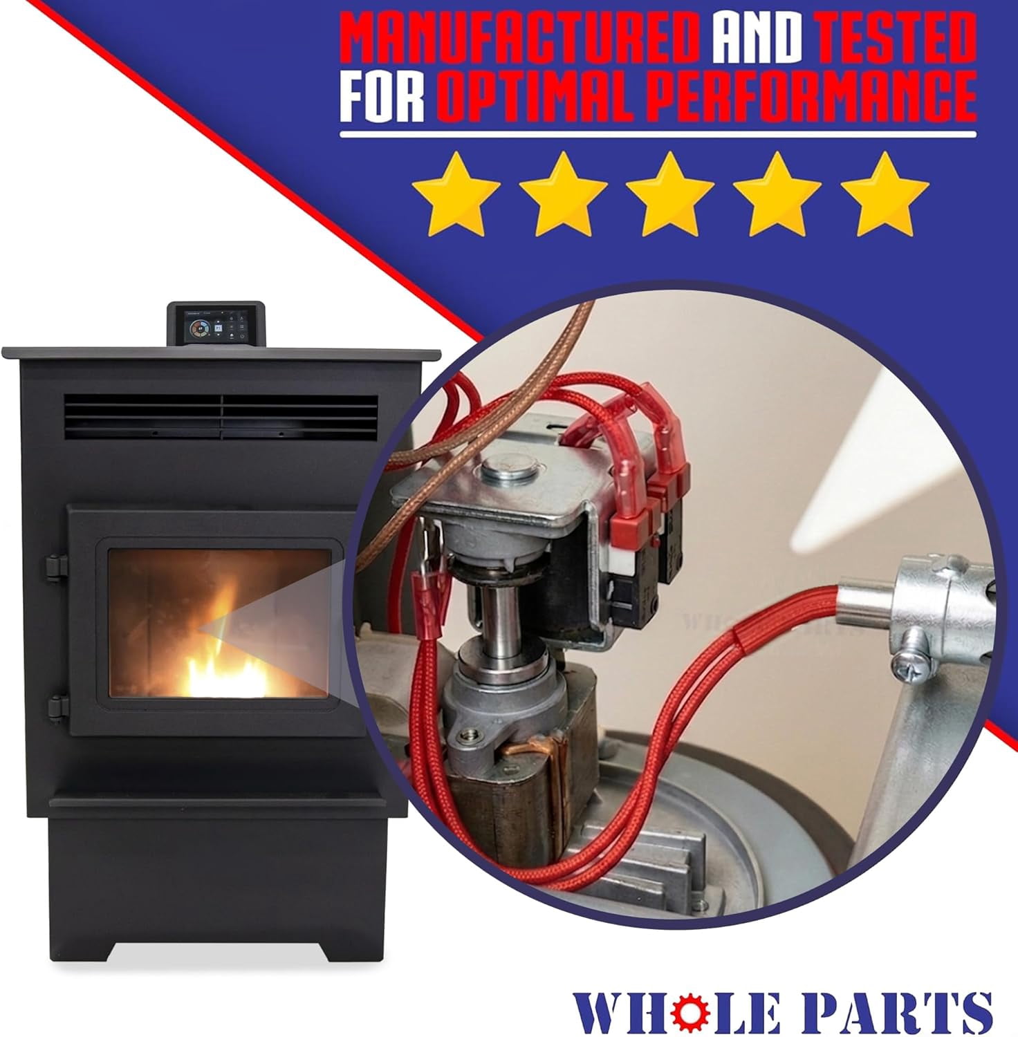 Upgraded Whole Parts 6" Pellet Stove Igniter Part# 66608-SPFL - Replacement & Compatible with Some Cleveland Ironworks, Grand Teton and Master Forge Wood Pellet Fire Stoves
